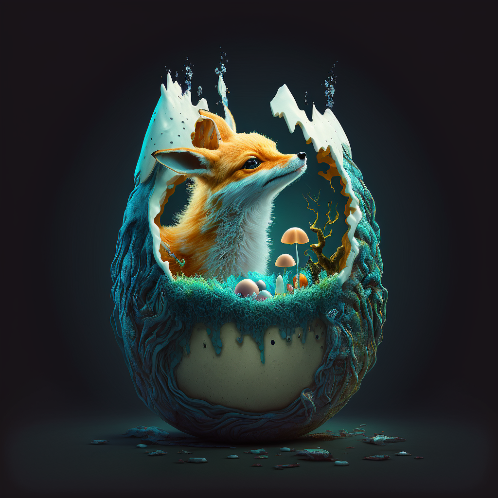 fantasy fox in egg